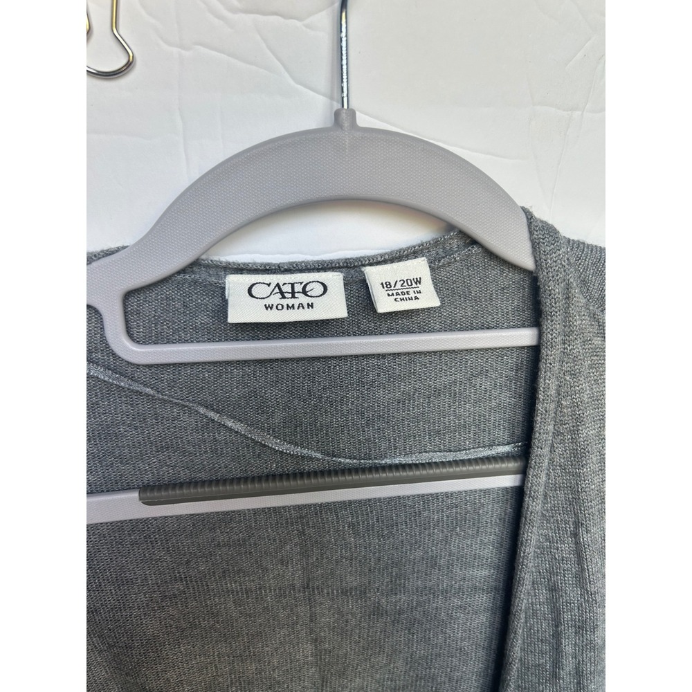 Cato Cardigan Women 18/20W Grey Excellent Open Front Empire Waist Rayon Knit - Picture 6 of 8